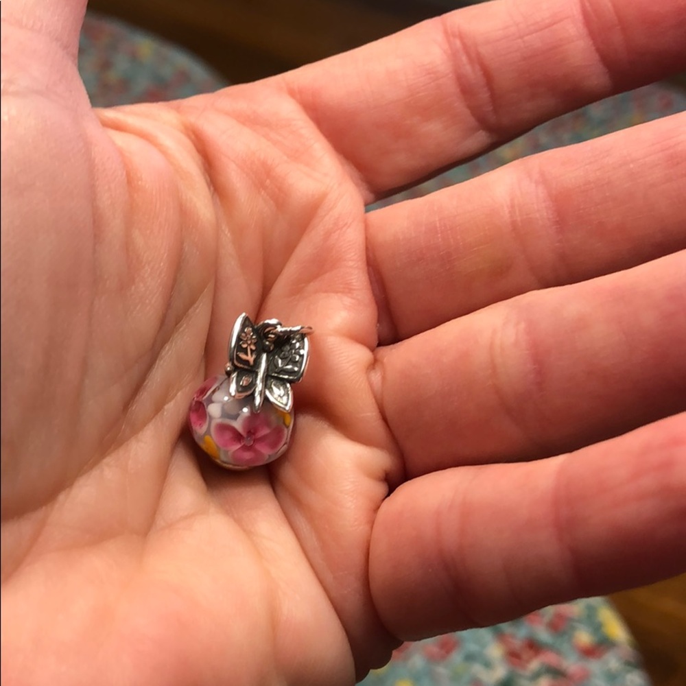 James Avery Mariposa Finial w/pink blossom charm